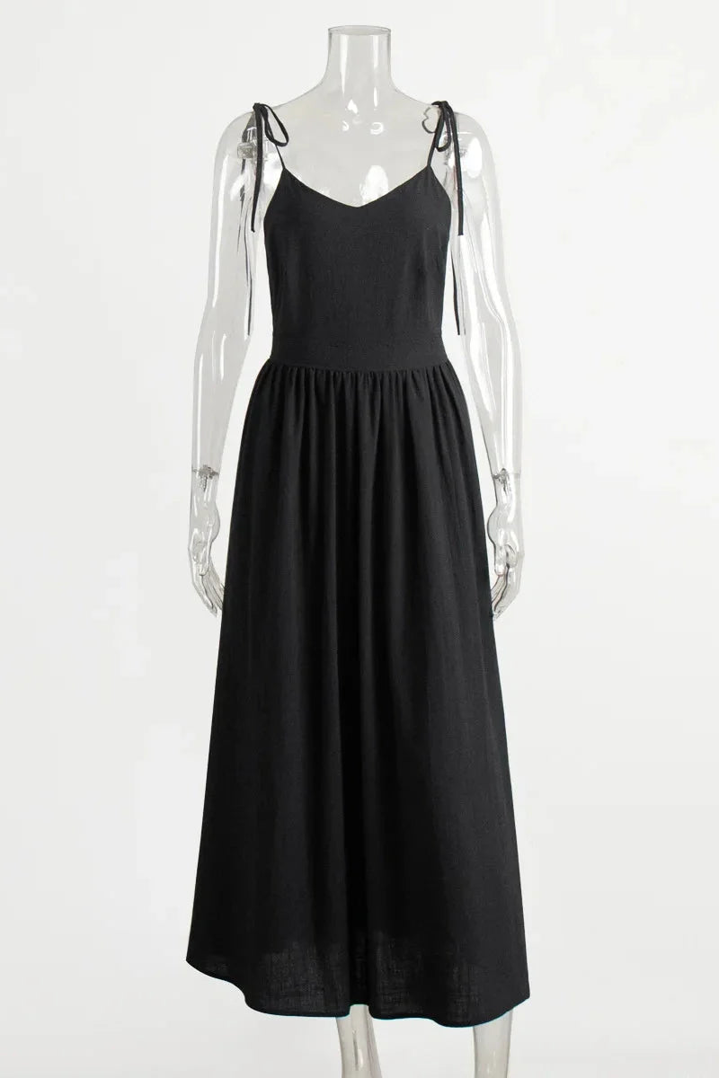 Elegant Backless V Neck Midi Dress