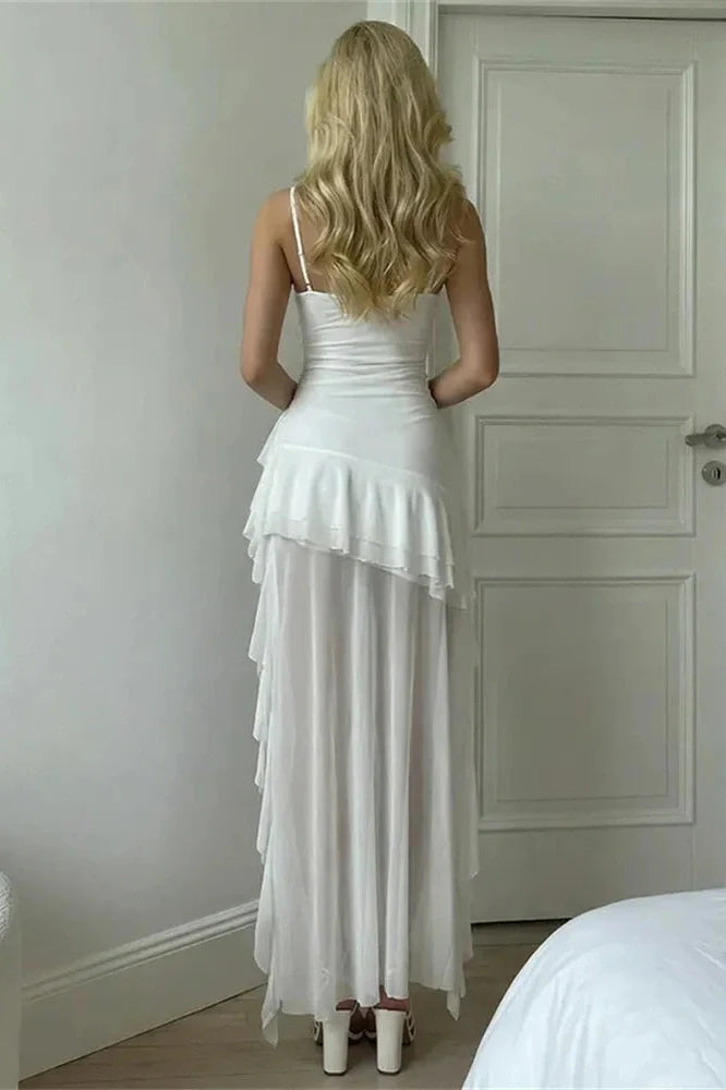See-Through Backless High Waist Maxi Dress