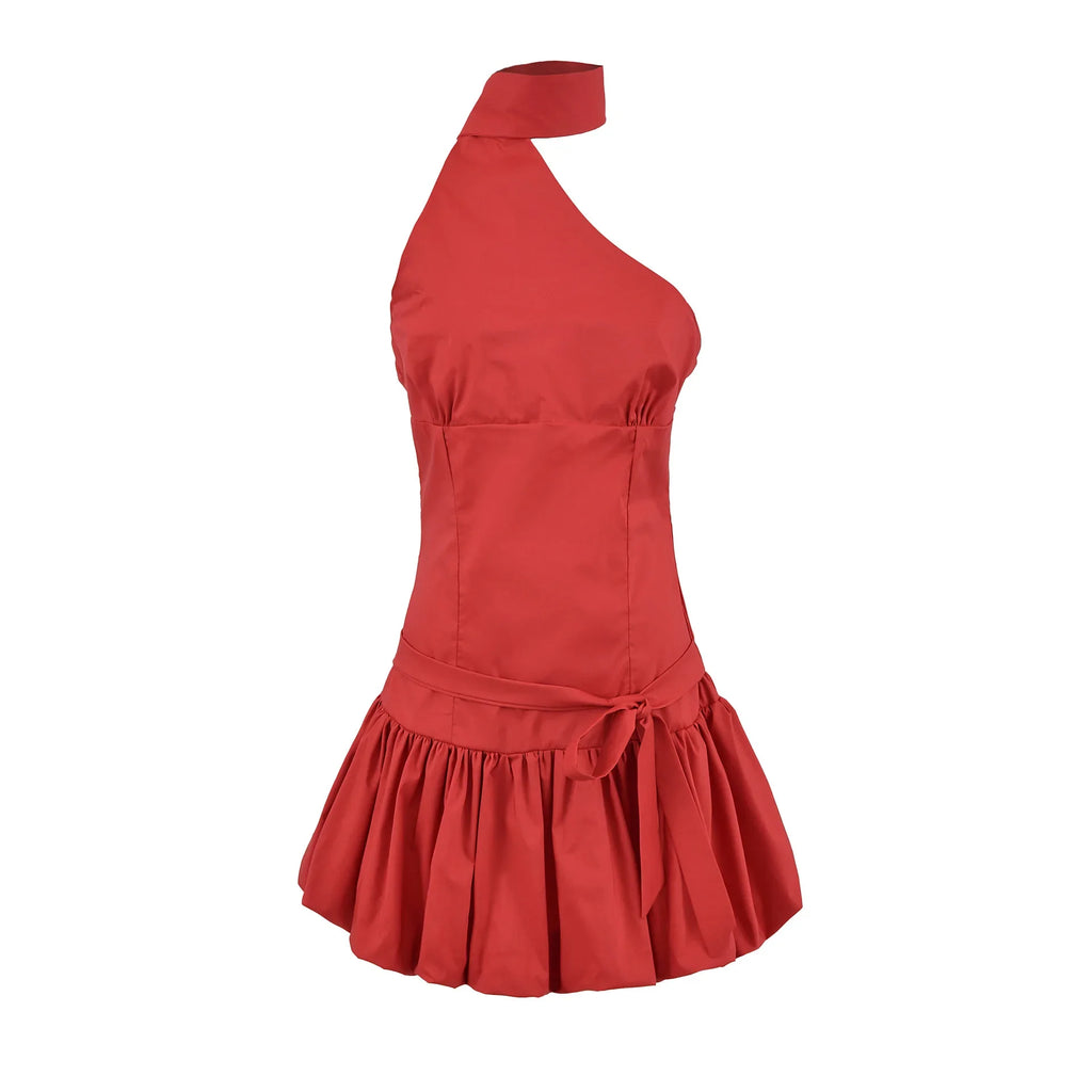 Polka Dot Scarf Ribbon Mini Dress