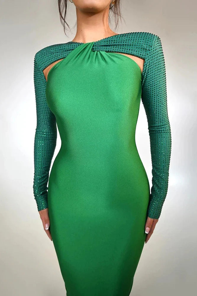 Hollow Out Long Sleeve Bodycon Maxi Dress