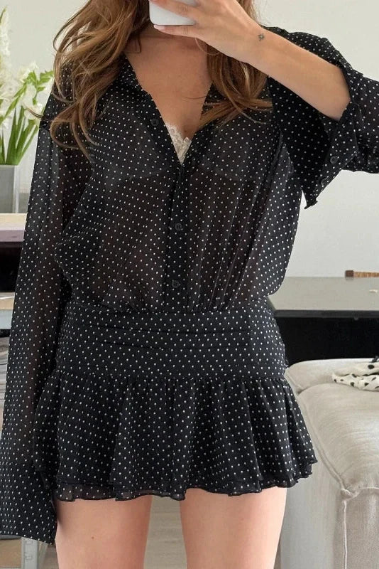 V-Neck Long Sleeve High Waist Slim Mini Dress