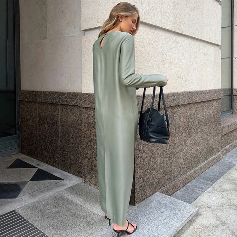 Patchwork High Waist Split Maxi Dress