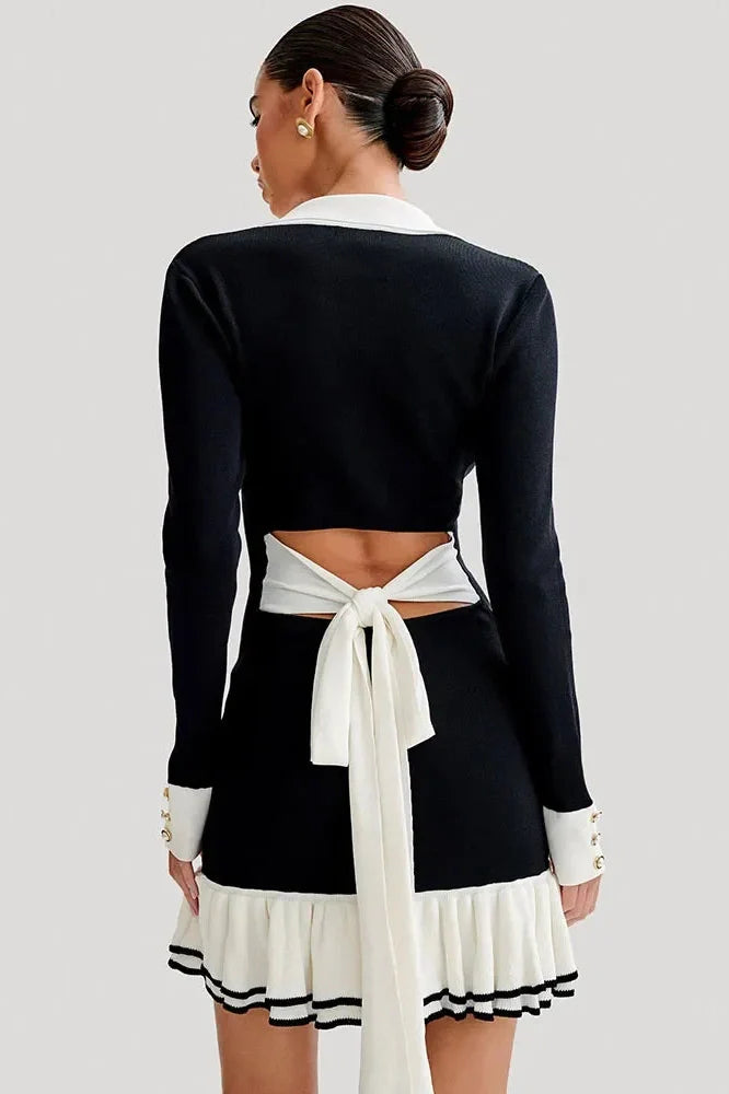 Elegant Backless Lace-Up Mini Dress