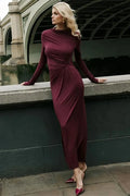 Pleated High Waist Slim Maxi Dress