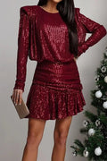 Elegant Fit High Waist O-Neck Mini Dress