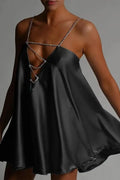 Hollow V-Neck A-Line Mini Dress