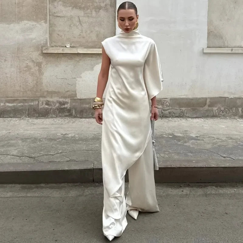 One Shoulder Sleeve Loose Irregular Maxi Dress