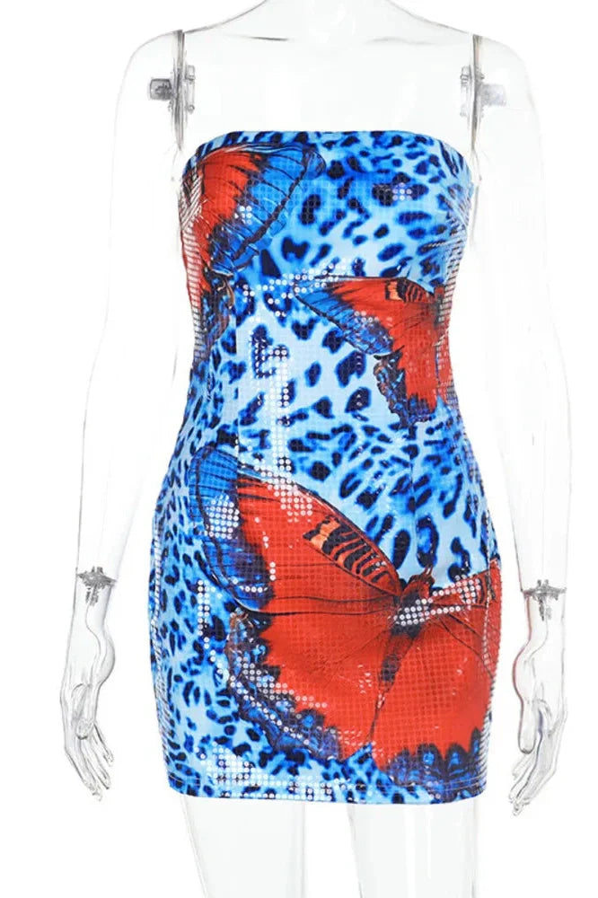 Off-Shoulder Strapless Sleeveless Backless Mini Dress