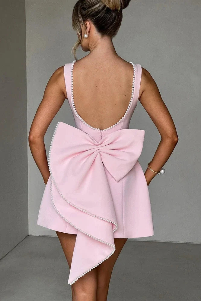 Backless Zipper Sleeveless High Waist A-line Mini Dress
