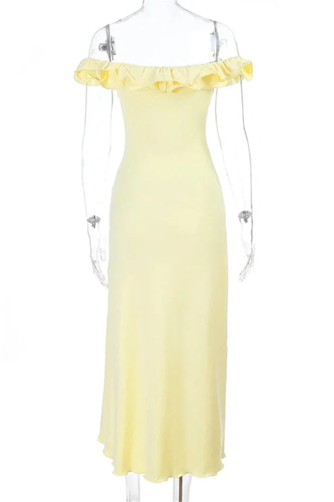 Hollow Out Backless High Waist Midi Dress