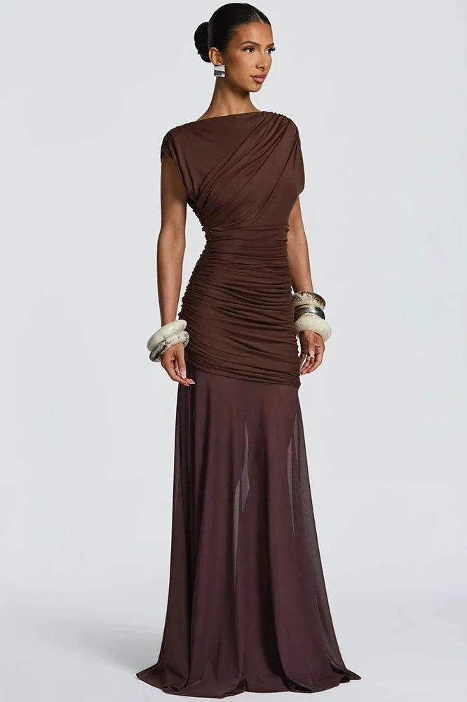 Sleeveless O Neck High Waist Maxi Dress