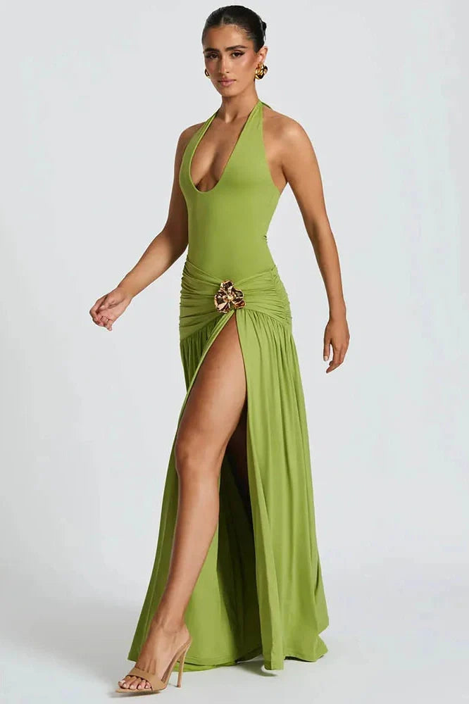 Elegant Backless Split Maxi Dress