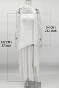 Elegant Strapless Slit Sleeveless Mesh Maxi Dress