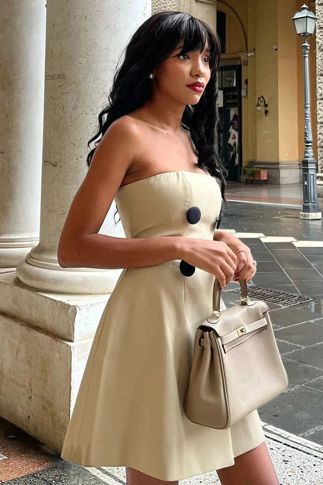 Strapless Slim Sleeveless High Waist Mini Dress
