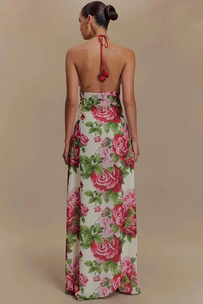 Printed Off-Shoulder Strapless Sleeveless Backless Maxi Dress