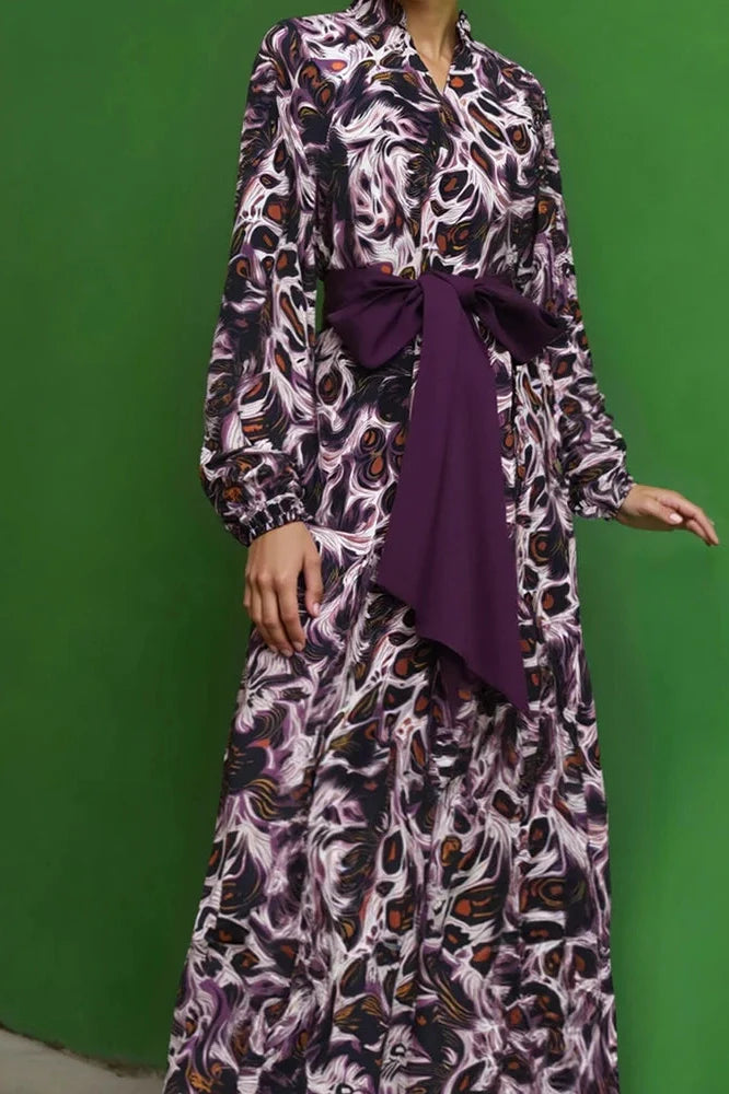Elegant Loose Pleated Long Sleeve Maxi Dress