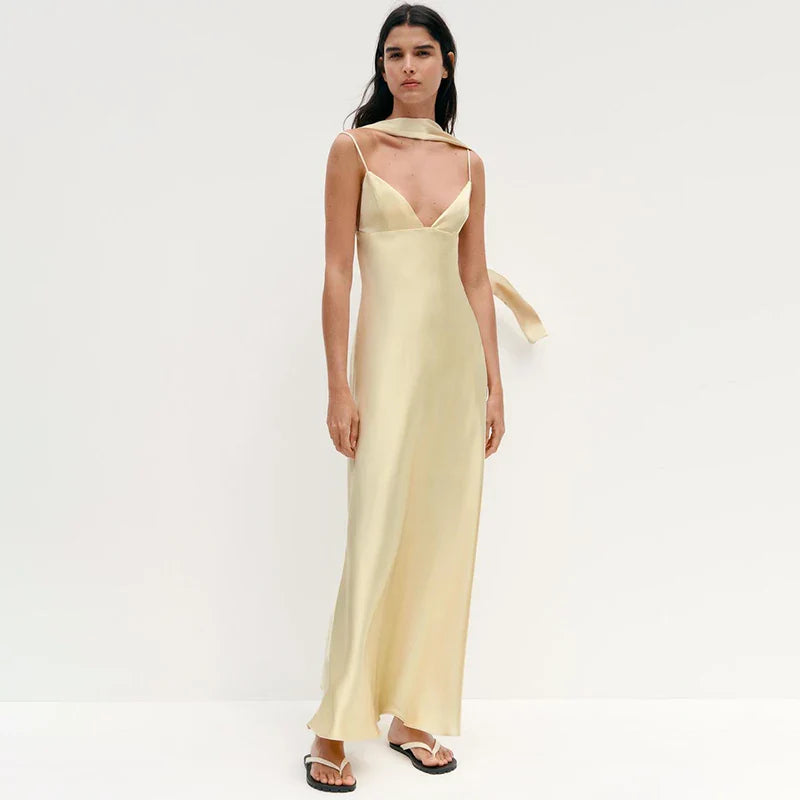 V-Neck Sleeveless Backless Slim Maxi Dress
