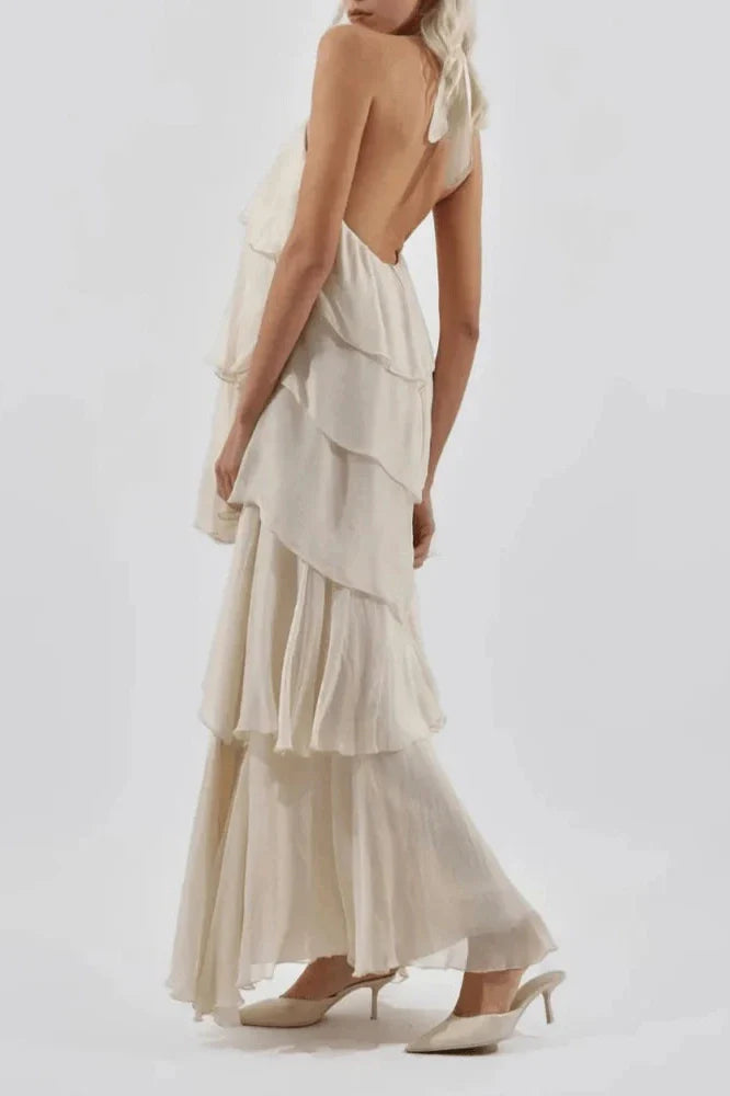 Off Shoulder Sleeveless Loose A-Line High Waist Maxi Dress