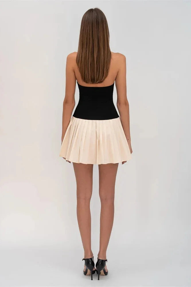 Sleeveless Slim Patchwork Backless Bodycon Mini Dress