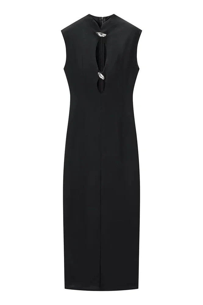 Hollow Out High Waist Sleeveless Maxi Dress