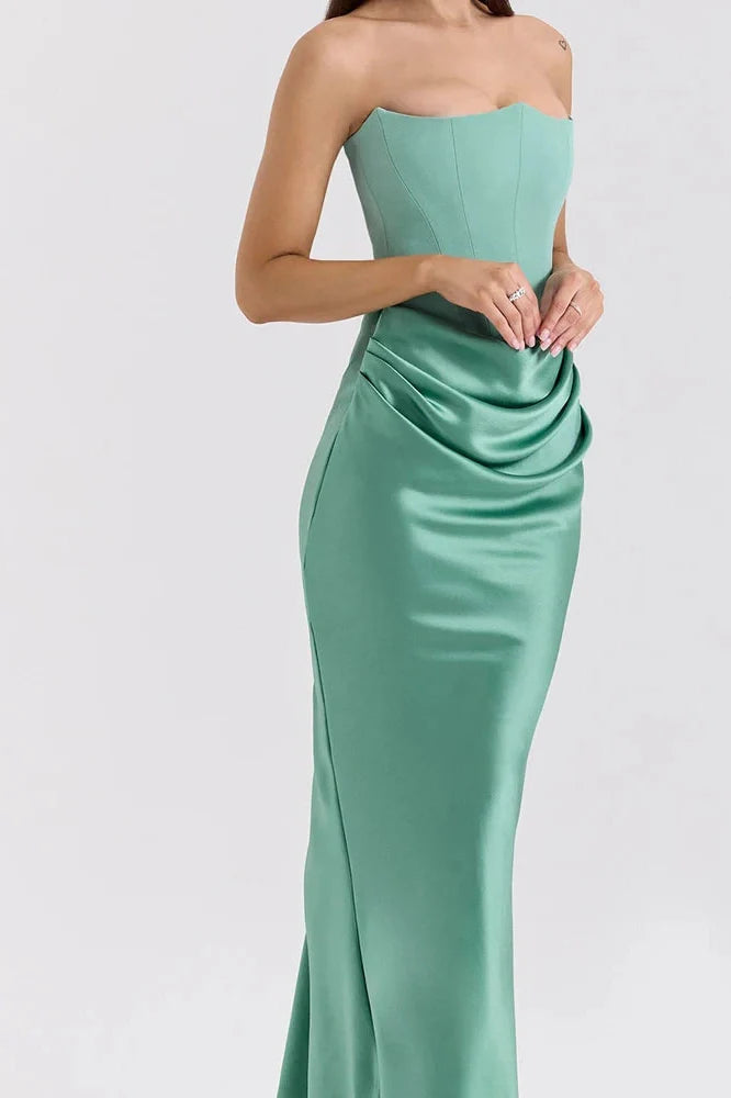 Hollow Out Off-Shoulder High Waist Pleated Maxi Dress