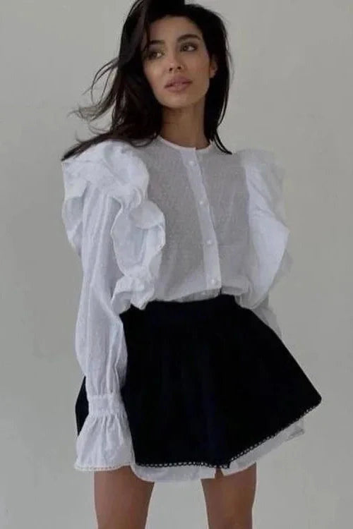 Flare Sleeve High Waisted Patchwork Mini Dress