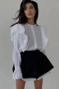 Flare Sleeve High Waisted Patchwork Mini Dress