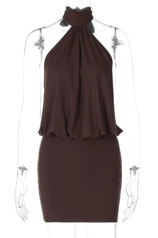 Lace-Up Backless Bodycon Slim High Waist Sleeveless Mini Dress