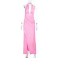U Neck Backless Slim Maxi Dress