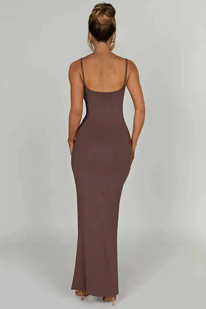 Spaghetti Strap Sleeveless Backless Bodycon Maxi Dress