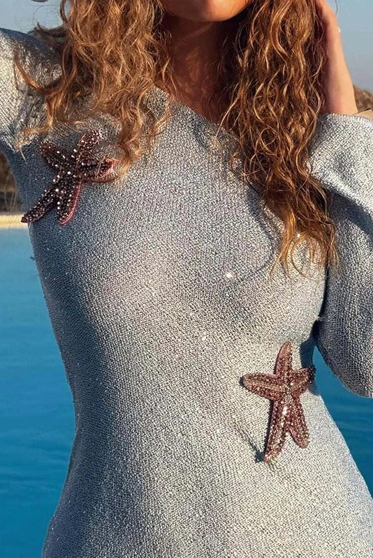 Knitted Long Sleeve Mini Dress
