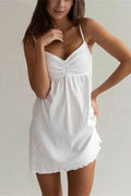 Printed V-Neck Slim Backless High Waist Patchwork Mini Dress