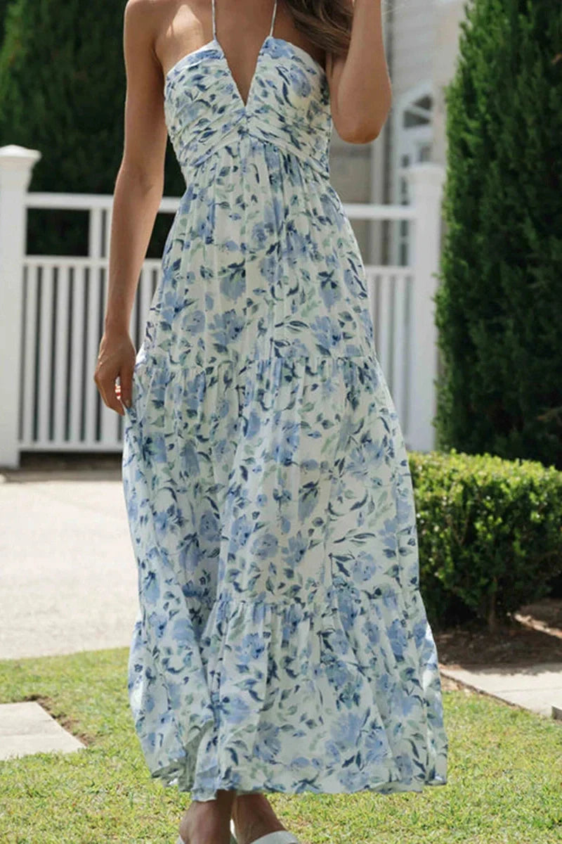 Elegant Sleeveless Tie-Up Maxi Dress