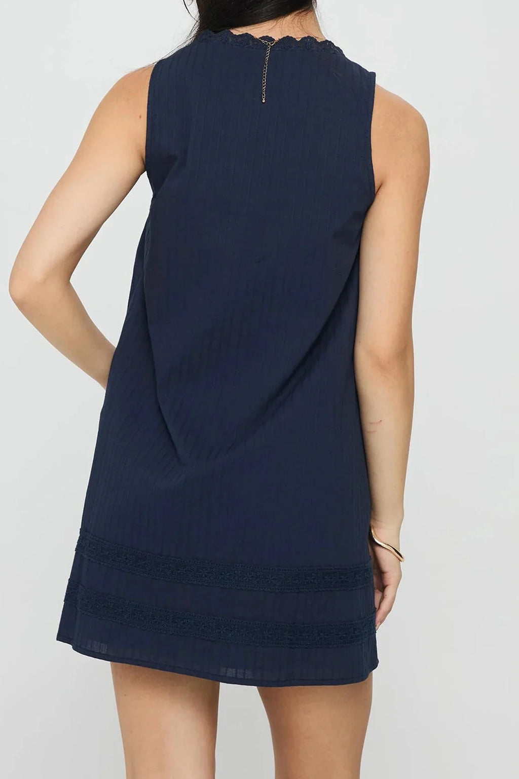 Lace Patchwork Square Neck Sleeveless Loose Mini Dress