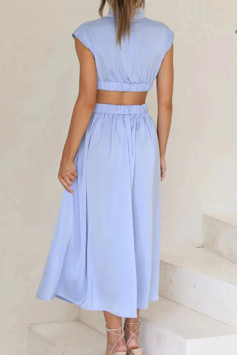 Hollow-Out Sleeveless Loose Maxi Dress