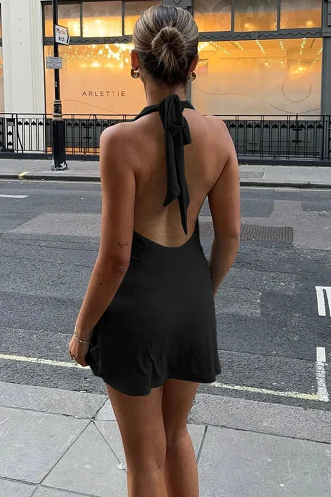 Elegant Sleeveless Backless High Waist Bodycon Mini Dress
