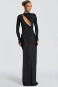 Hollow Out Long Sleeve O Neck Bodycon Maxi Dress