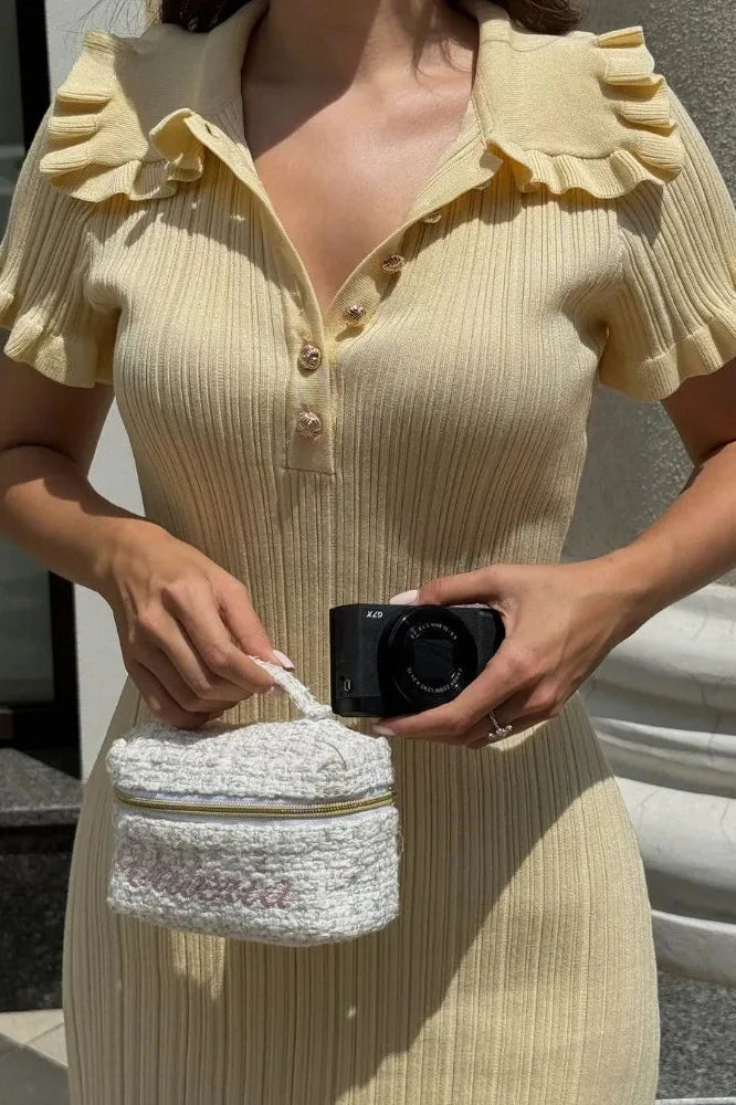 Single Breasted Short Sleeve High Waist Mini Dress