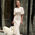 Elegant Polka Dot Patchwork Maxi Dress