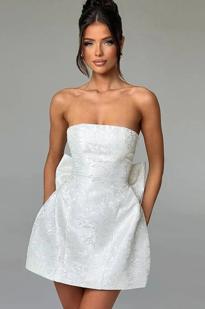 Off-shoulder Strapless Sleeveless Backless Mini Dress