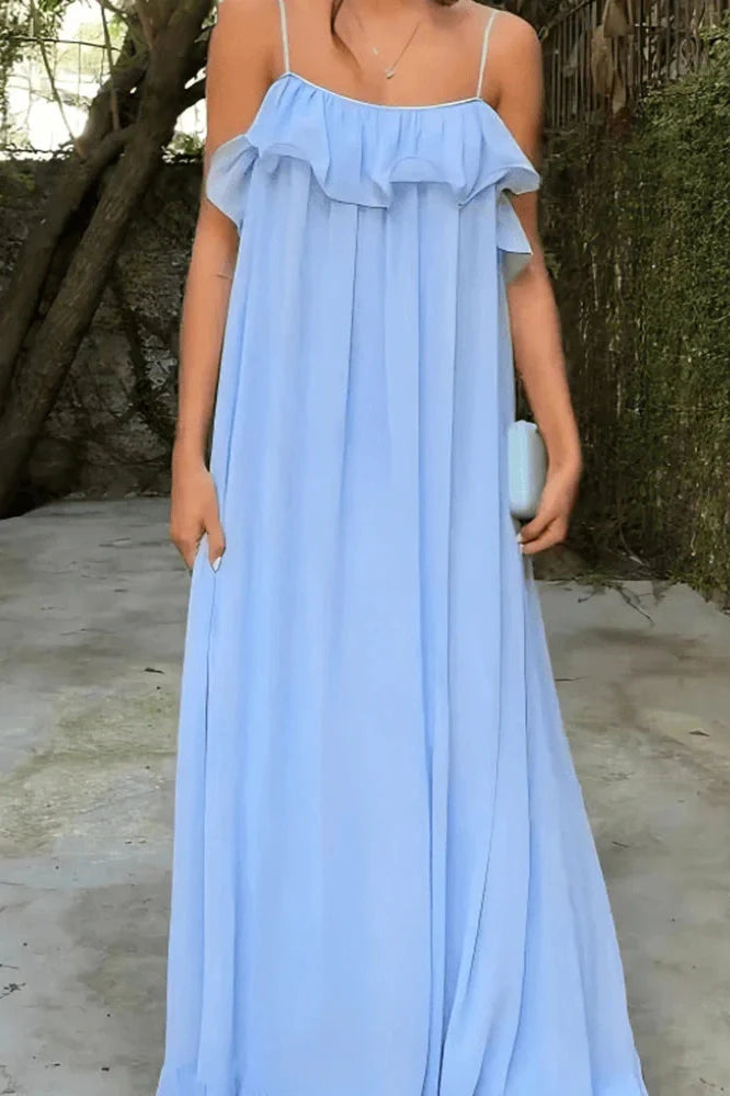 Elegant Hollow Out Sleeveless Spaghetti Strap Maxi Dress
