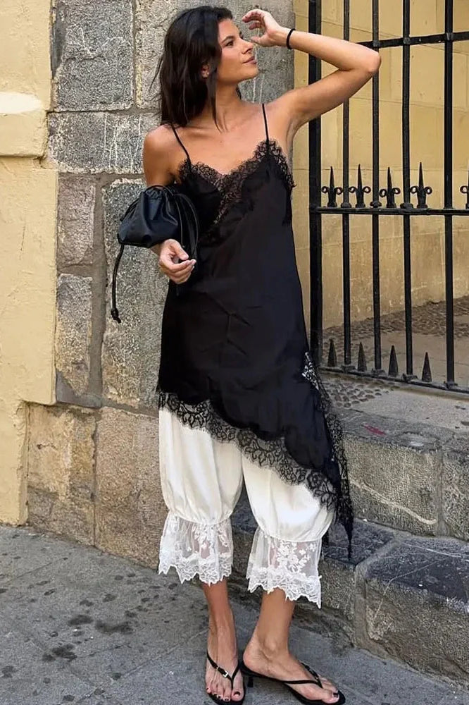 Lace Backless Patchwork V-Neck Slim Bodycon Mini Dress