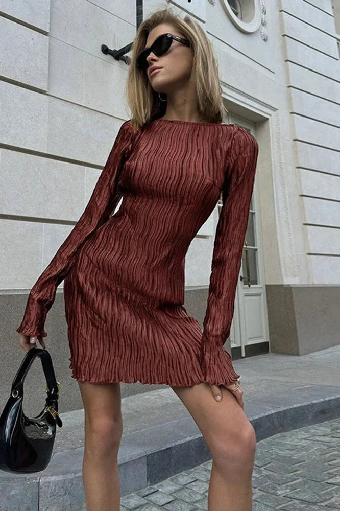 Elegant Long Sleeve Mini Dress