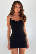 Backless Square Collar Sleeveless High Waist Mini Dress