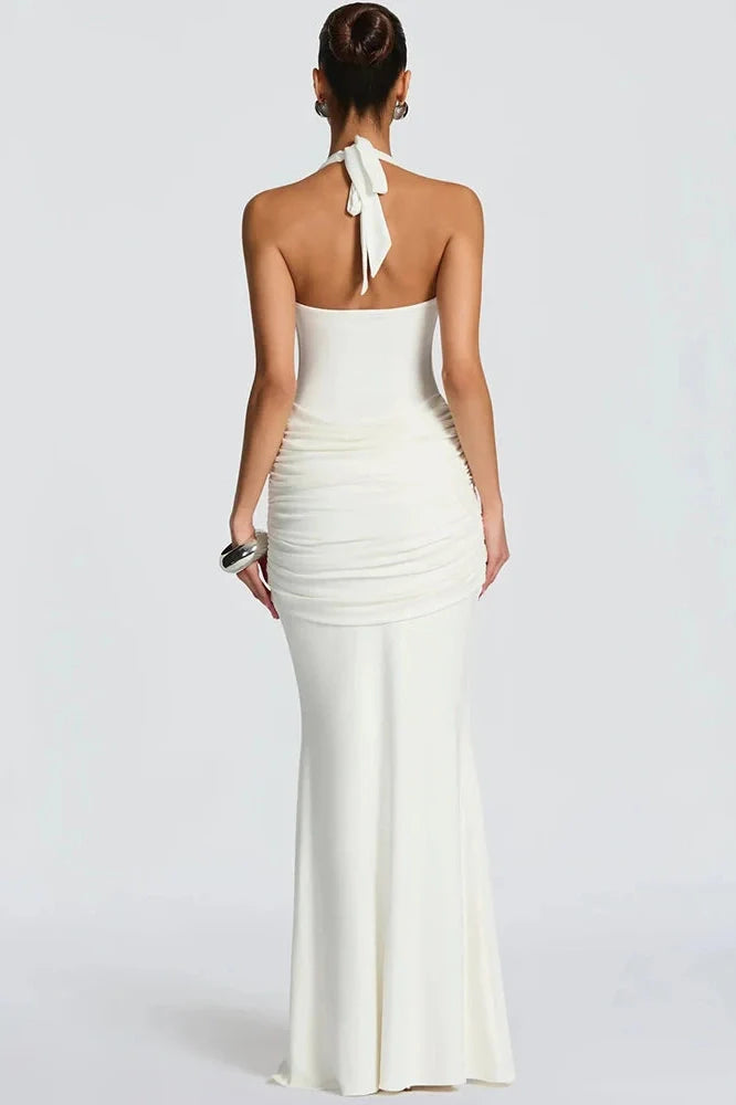 Backless V Neck Sleeveless Bodycon Maxi Dress