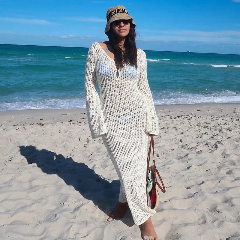 See-Through Knitted Maxi Dress
