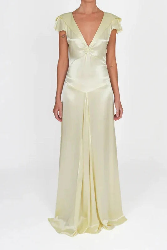 Elegant Slim Sleeveless Lace-Up V-Neck Backless Maxi Dress