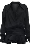 Elegant Loose Pleated See-Through Mini Dress