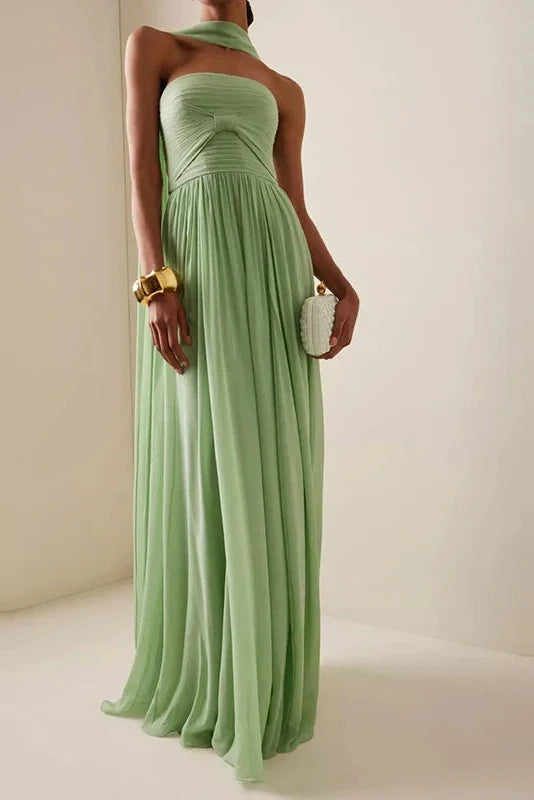 Elegant High Waisted Backless Maxi Dress