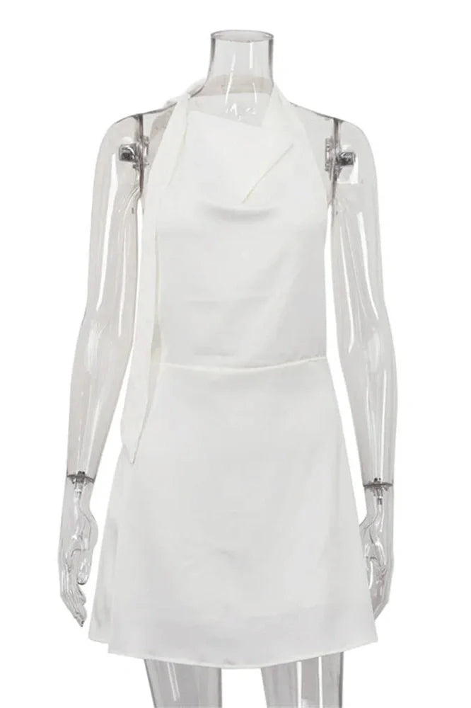 Backless High Waist Lace-Up Slim Mini Dress